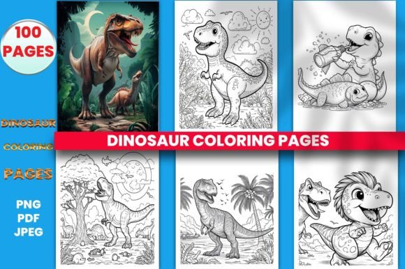 100 Dinosaur Coloring Pages for Kids: A Print-Ready, Professionally Designed KDP Interior