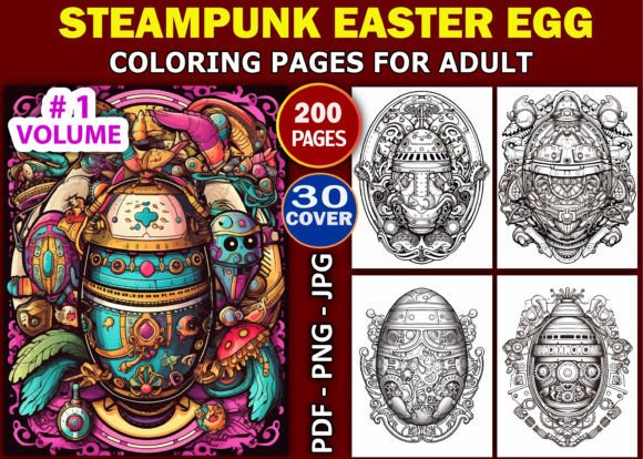 200 Steampunk Easter Egg Coloring Pages