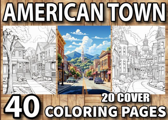 40 American Town Coloring Pages Adults