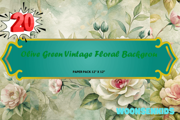 Beautiful Olive Green Vintage Floral Background Watercolor PNG KDP Digital Paper: Timeless Aesthetic Meets Modern Creative Workflow