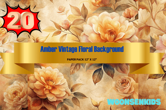 Best Amber Vintage Floral Background PNG: Elegant, Ready-to-Use Digital Paper for Creators