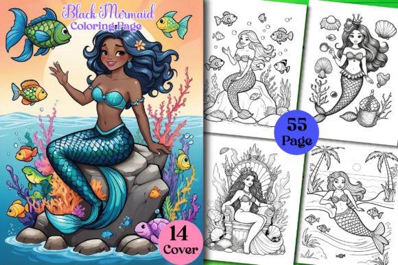 Black Mermaid Coloring Page