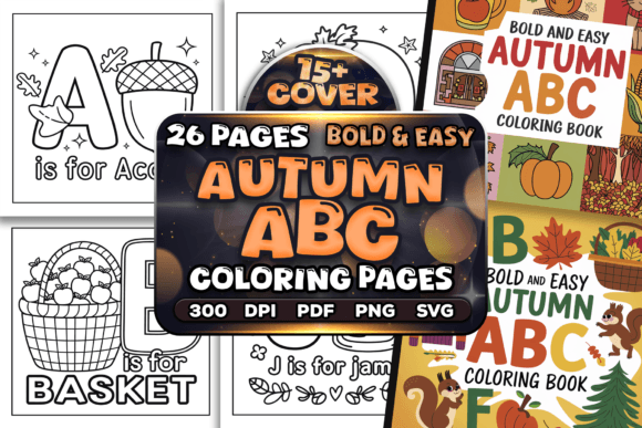 Bold and Easy Autumn ABC Coloring Pages