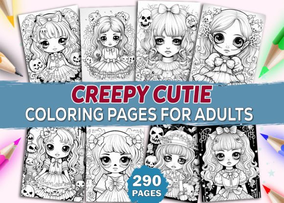 Creepy Cutie Coloring Pages for Adults: A High-Resolution Creative Resource for Mindful Expression and Commercial Publishing
