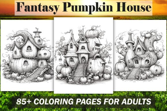 Fantasy Pumpkin House Coloring Book -KDP