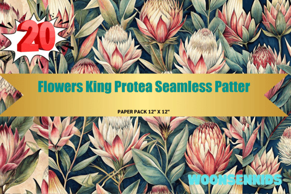 Flowers King Protea Seamless
