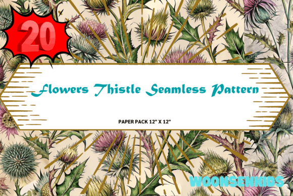 Flowers Thistle Seamless Pattern