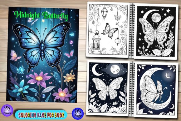 Midnight Butterfly Coloring Page for Adults