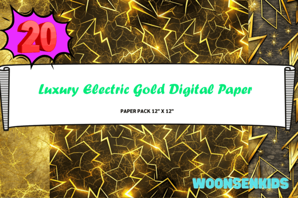 New Luxury Electric Gold Digital Paper Background Watercolor PNG KDP Digital Paper