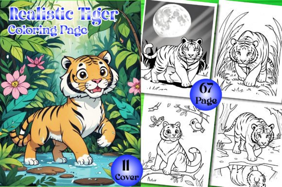 Realistic Tiger Coloring Book for Kids