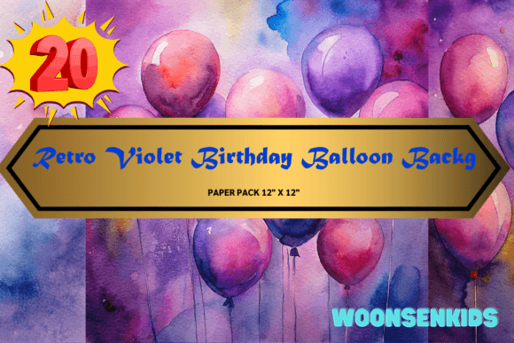 Retro Violet Birthday Balloon Background