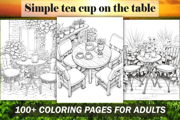 Simple Tea Cup on the Table ColoringBook