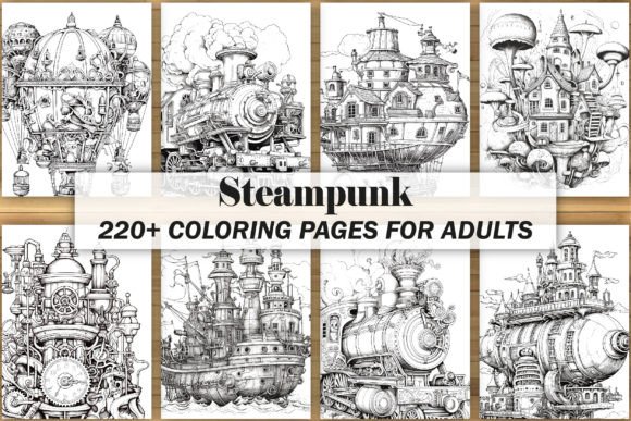 Steampunk Coloring Pages Bundle for KDP