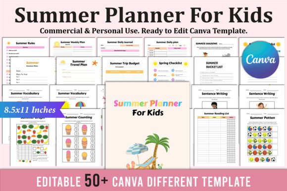 Summer Planner for Kids for Canva KDP