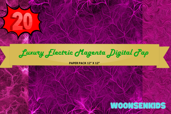 Top Luxury Electric Magenta Digital Paper Background Watercolor PNG KDP Digital Paper